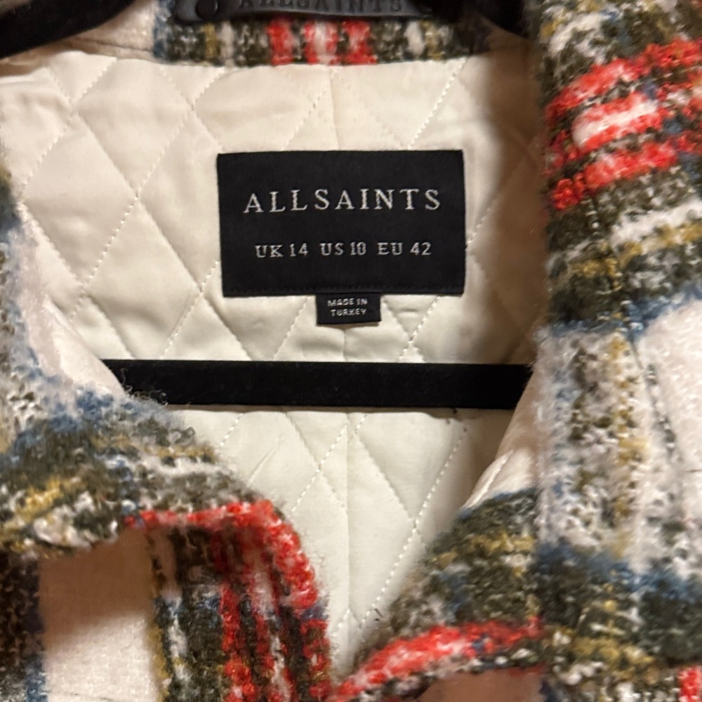 All Saints Nia Plaid Women's Coat size 10 tartan plaid - Picture 5 of 5